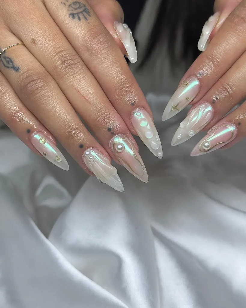 Pearl Nails Take Manicures to the Next Level 10 Iridescent Gold Mermaid