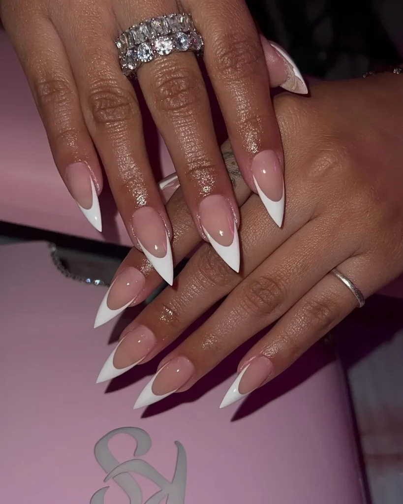 Pearl Nails Take Manicures to the Next Level 3 Stiletto French with Pearls